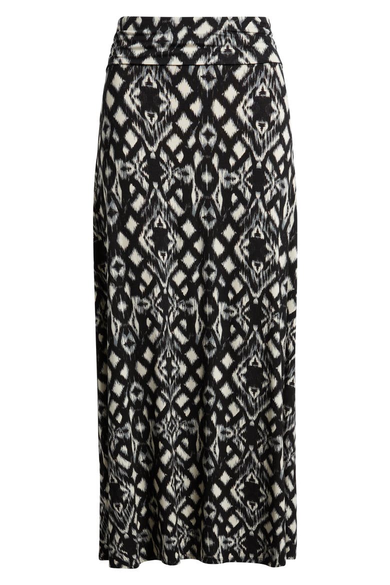 Roll Top Ikat Maxi Skirt, Alternate, color, BLACK/ GREY