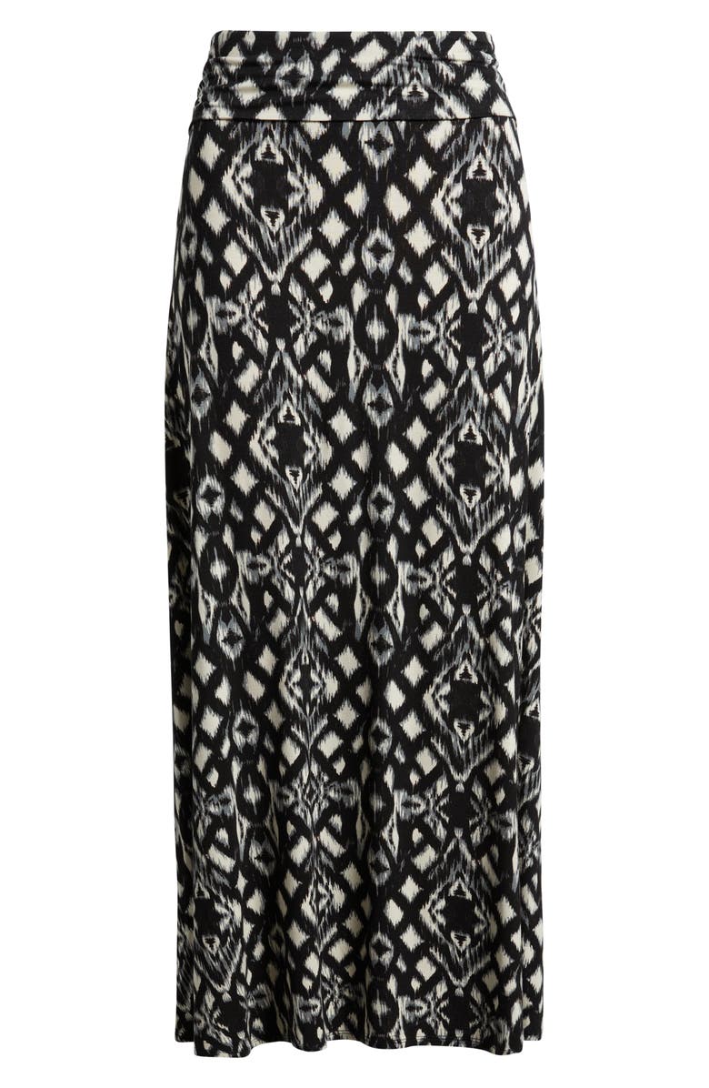 Loveappella Roll Top Ikat Maxi Skirt, Alternate, color, Black/ Grey