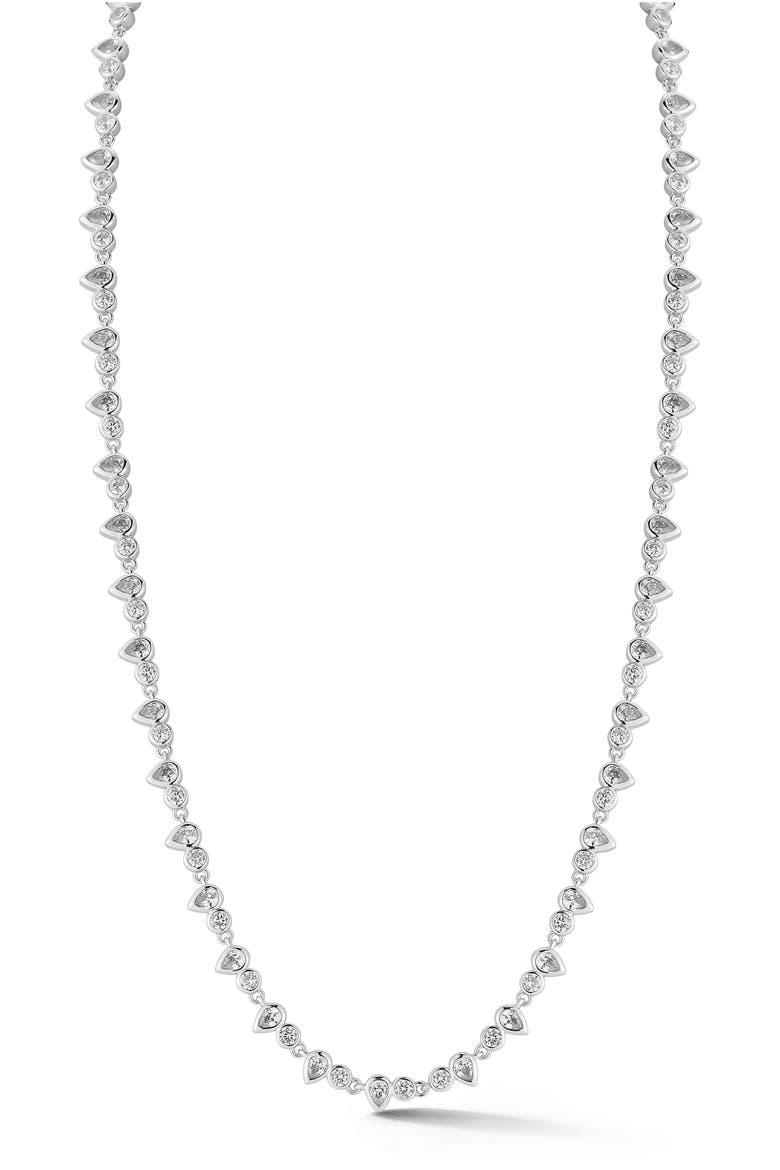 Cubic Zirconia Tennis Necklace, Main, color, SILVER