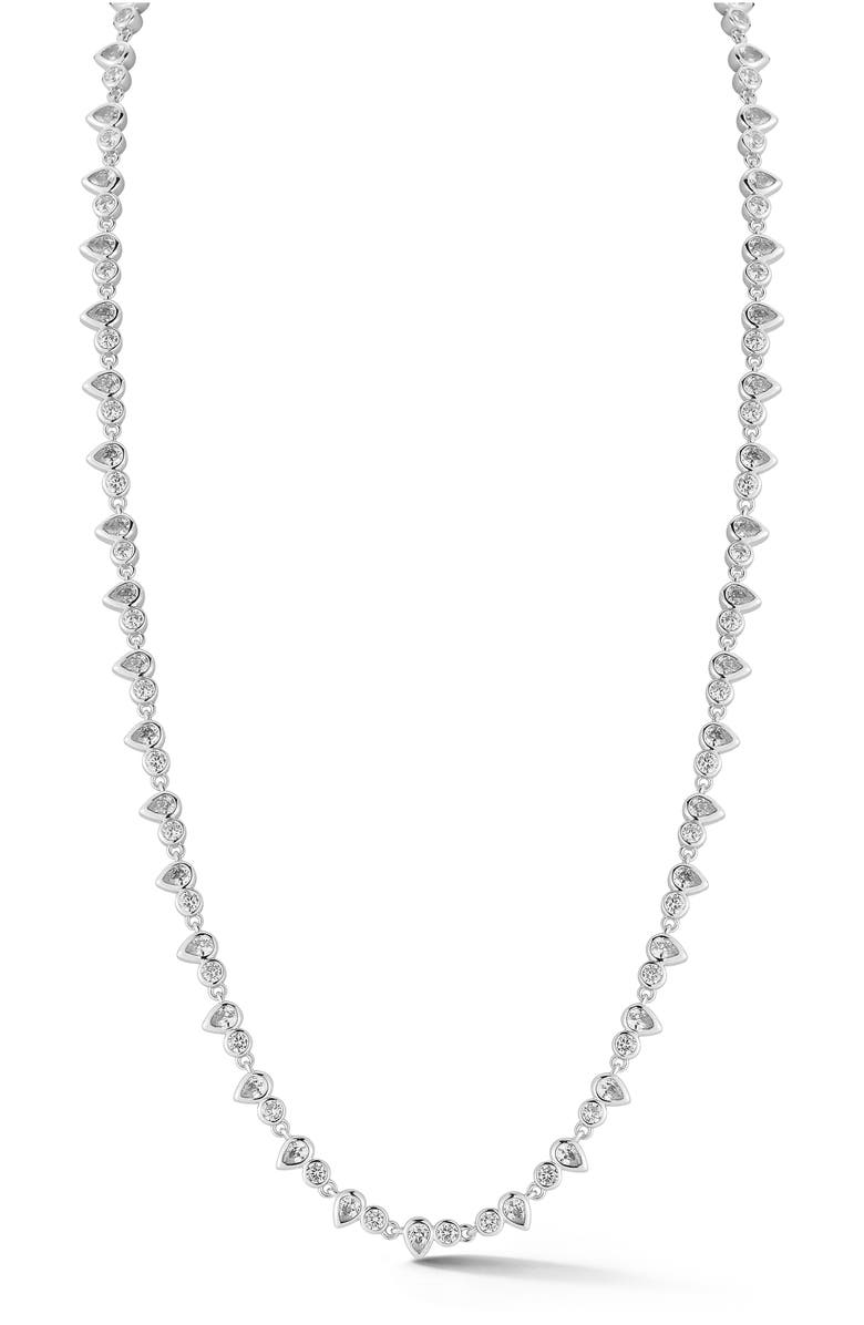 GLAZE JEWELRY Cubic Zirconia Tennis Necklace, Main, color, Silver