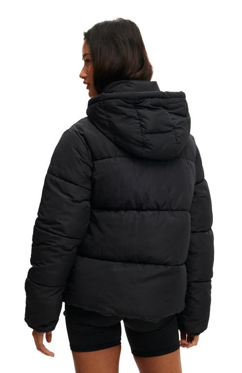 Cotton On Body Active The Mother Puffer Removable Hood Jacket In Black