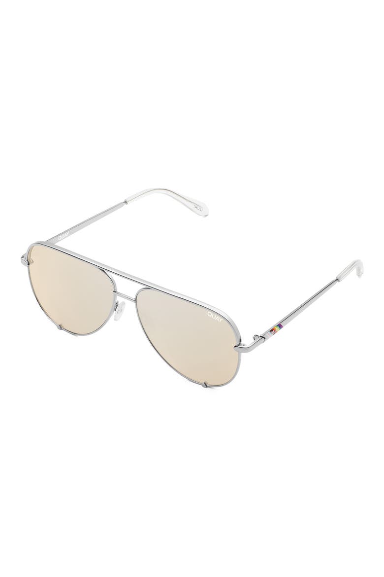 High Key 64mm Oversize Aviator Sunglasses, Alternate, color, SILVER / GOLD