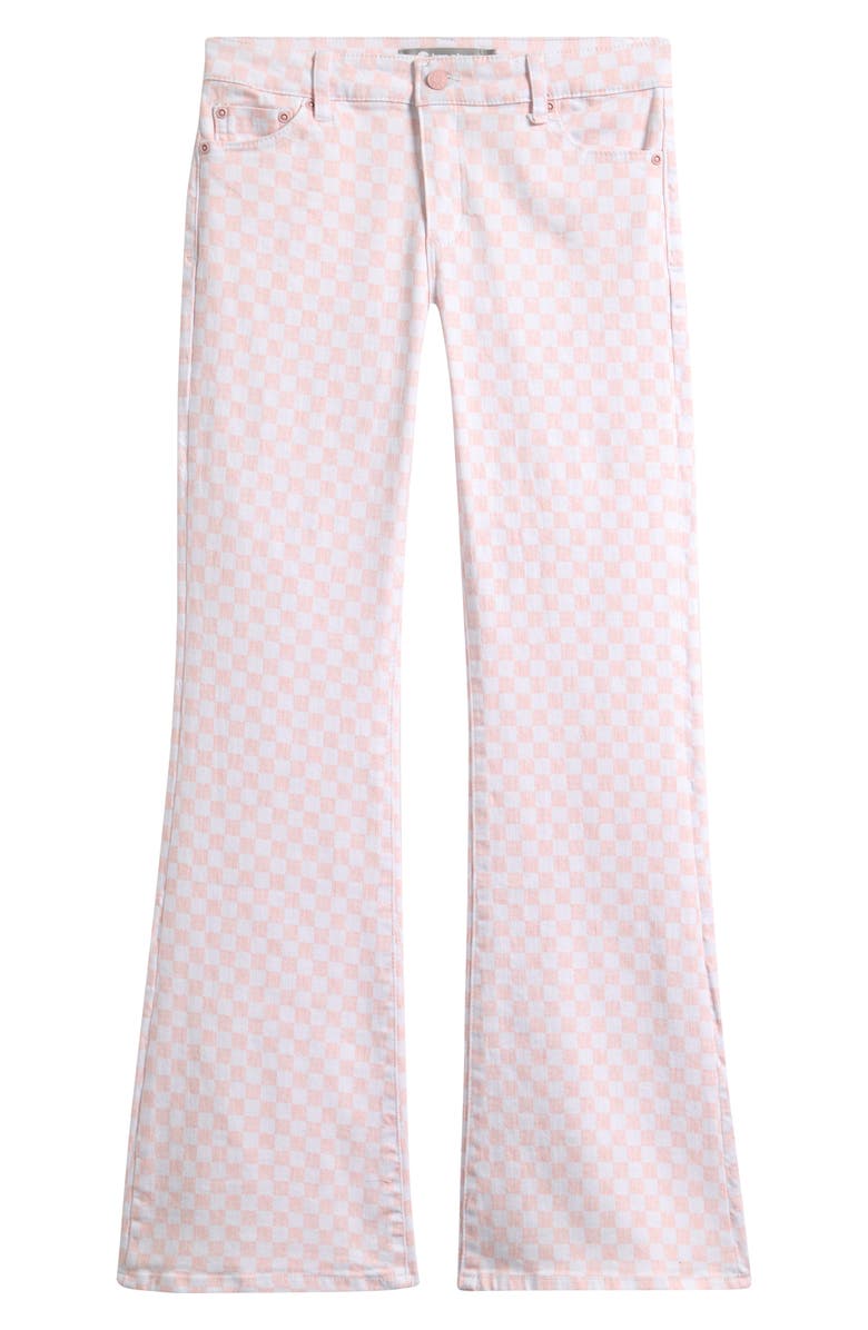 Tractr Kids' Check Flare Stretch Denim Jeans, Main, color, Pink
