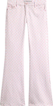 Tractr Kids' Check Flare Stretch Denim Jeans