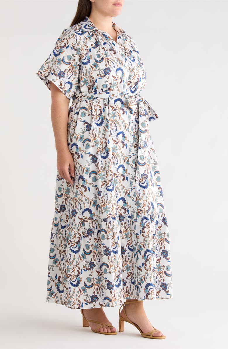 SUGARLIPS Ralston Floral Cotton Maxi Shirtdress, Alternate, color, Off-White-Multi