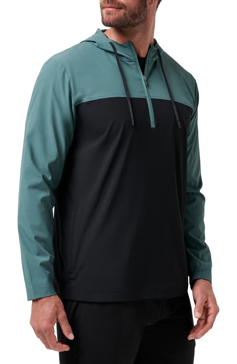 TravisMathew Meridian Quarter Zip Tech Hoodie, Alternate, color, Silver Pine