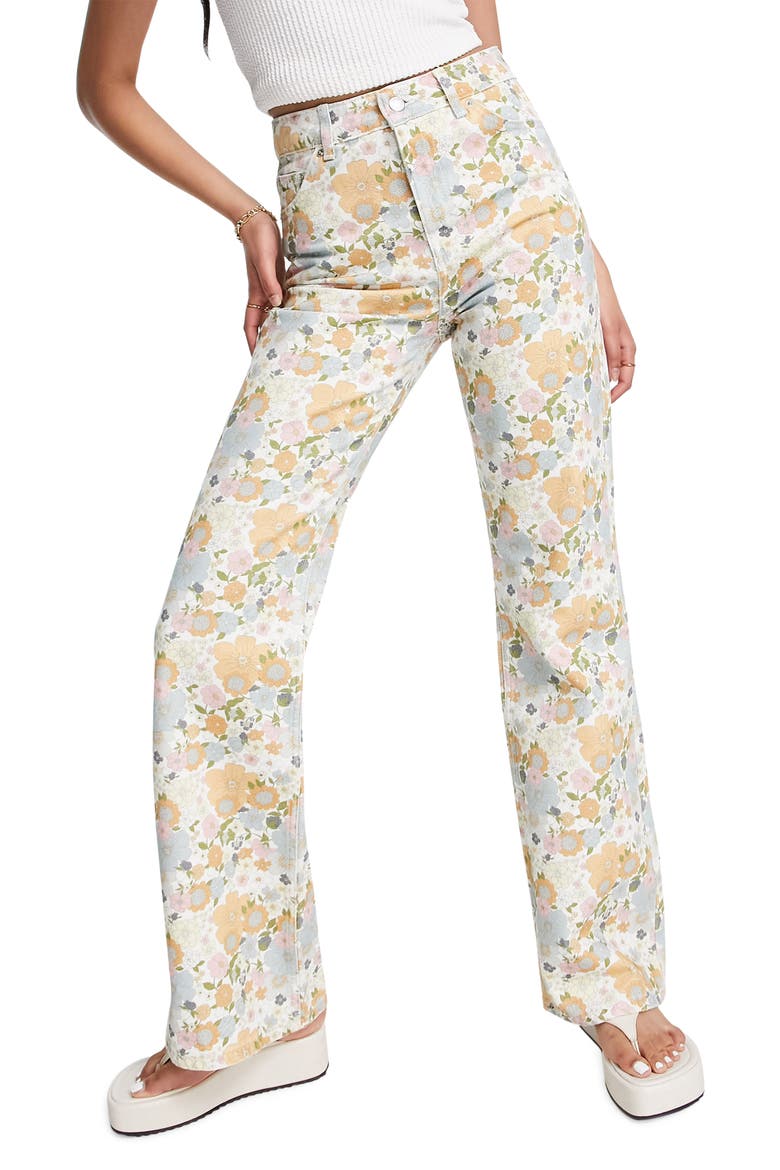 Retro Floral '90s Flare Pants, Main, color, MULTI