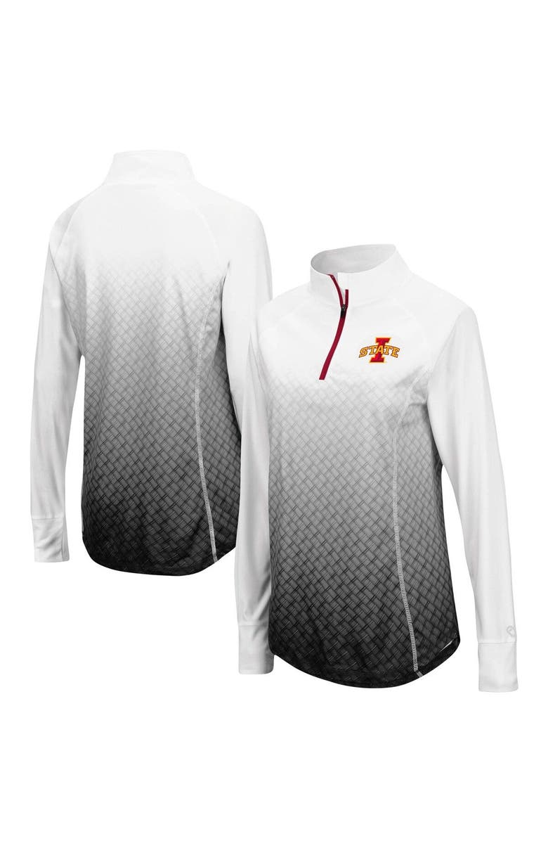 COLOSSEUM Women's Colosseum White/Black Iowa State Cyclones Magic Ombre Lightweight Fitted Quarter-Zip Long Sleeve Top, Main, color, White