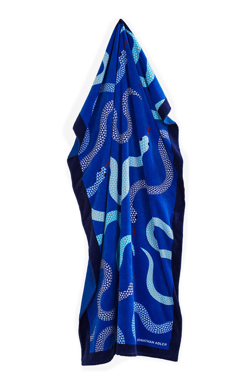 Jonathan Adler Eden Beach Towel In Serpent Chic Blue
