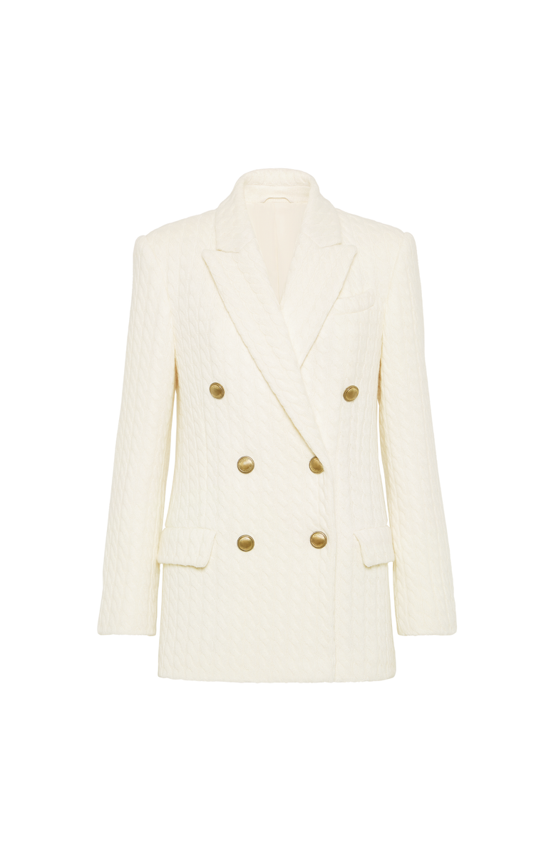 Brunello Cucinelli Cashmere cable knit blazer, Main, color, White