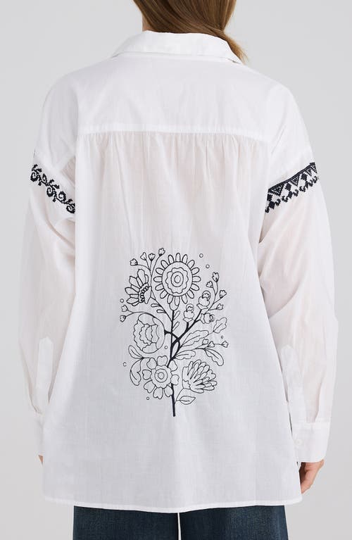Talisman The Label Flamenco Placed Embroidery Cotton Button-up Shirt