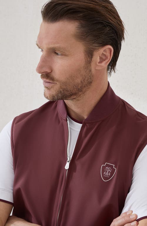 Brunello Cucinelli Nylon Logo Gilet In Purple