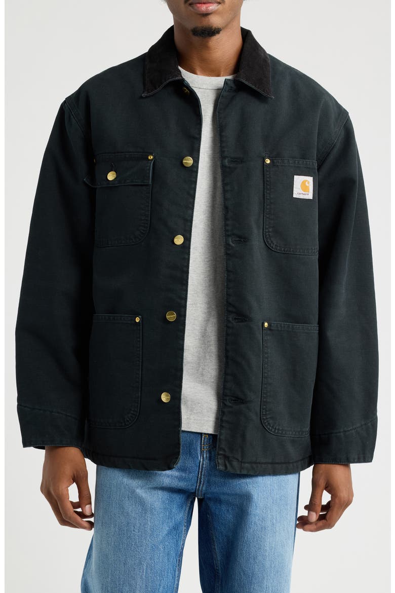 OG Organic Cotton Canvas Chore Coat, Main, color, BLACK / BLACK