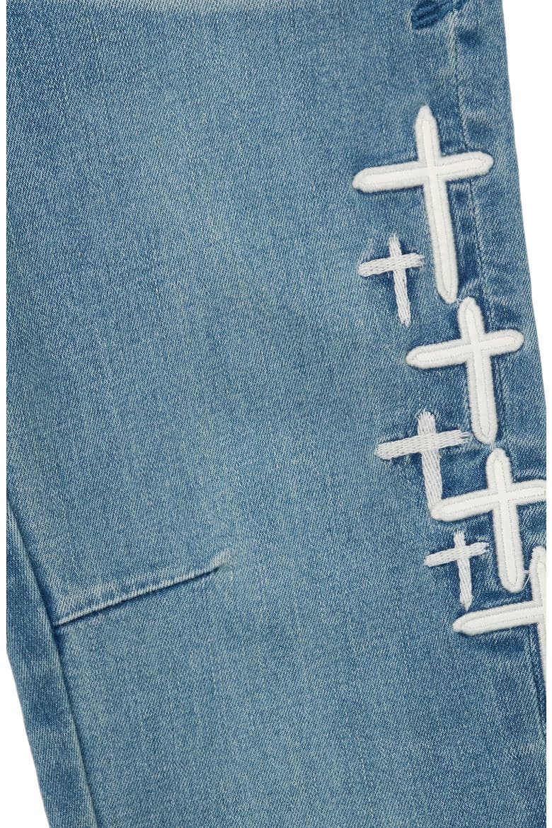 Kids' Benson Skinny Jeans, Alternate, color, COASTAL DRIFT CROSS PATCH