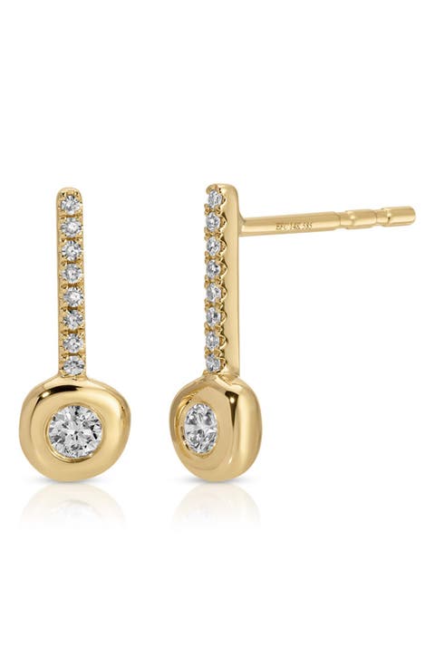 14k Gold Diamond Pillow Stud Earrings