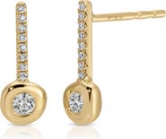 EF Collection 14k Gold Diamond Pillow Stud Earrings