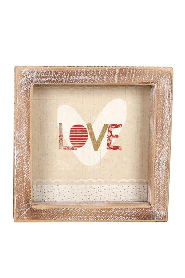 Wood MDF Paper Framed Block Set of 4 Freestanding Signs for Home Decor and Office Display, Alternate, color, Beige