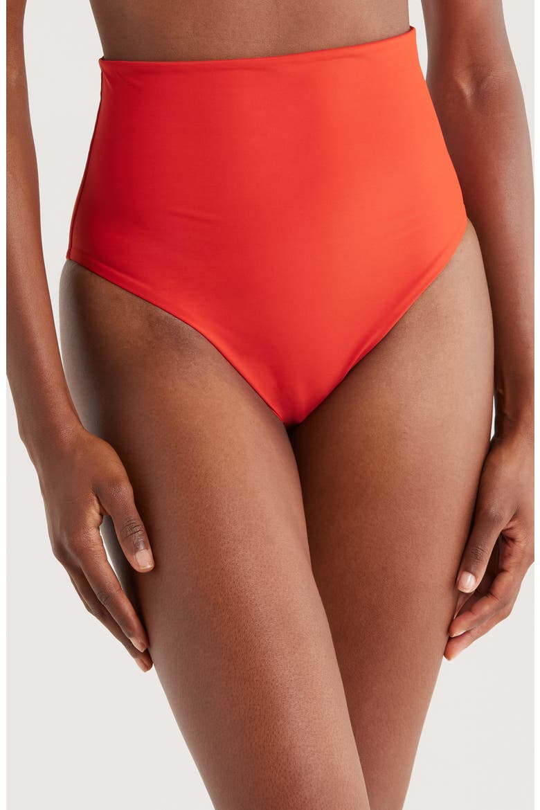 Faith High Waist Bikini Bottoms, Main, color, ROSSO