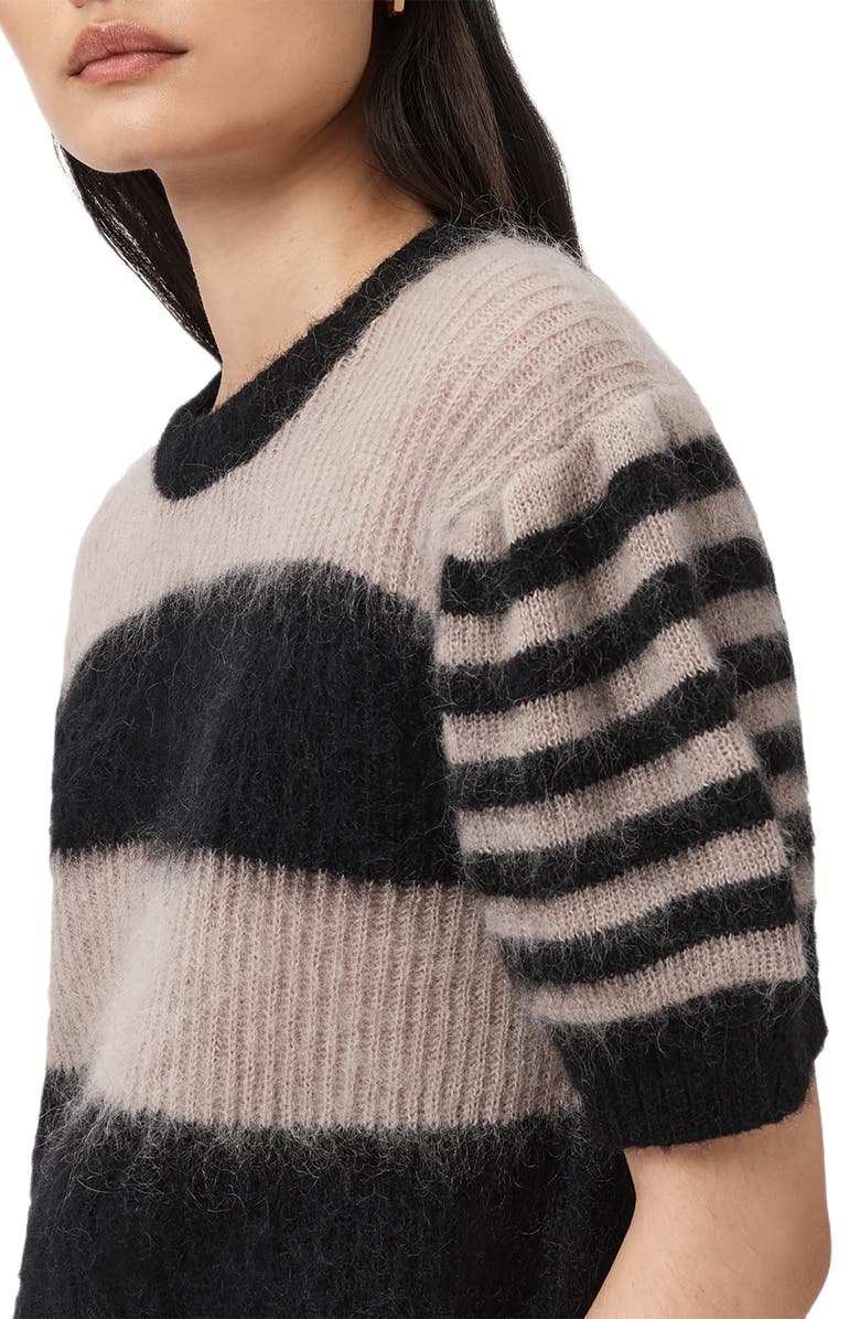 AllSaints Clem Stripe Puff Sleeve Wool & Mohair Blend Sweater, Alternate, color, 