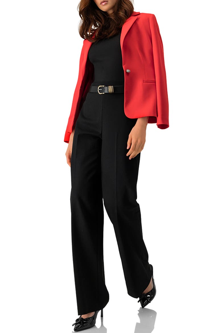 Single-Button Blazer in Vibrant Red, Alternate, color, Red