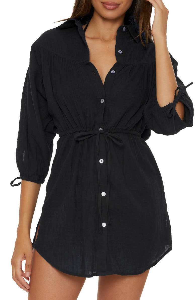Becca Cotton Cover-Up Tunic, Main, color, Black