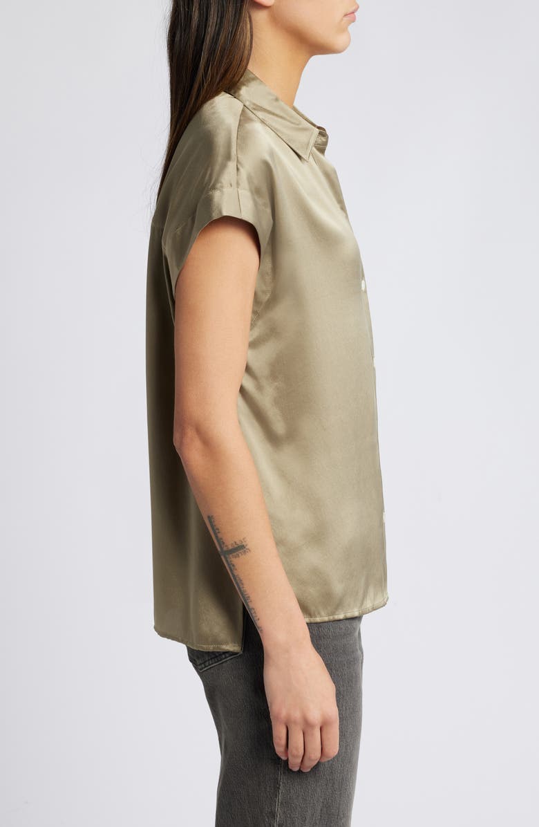 Rails Palmer Cap Sleeve Silk Button-Up Shirt, Alternate, color, 