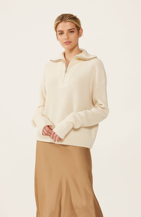 Sophia Chunky Cashmere Quarter Zip Pullover