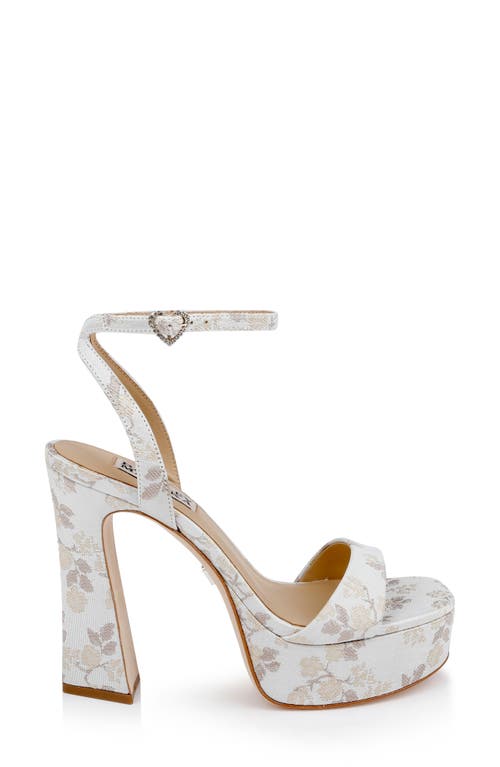 Shop Badgley Mischka Collection Caia Ankle Strap Platform Sandal In Ivory Jacquard
