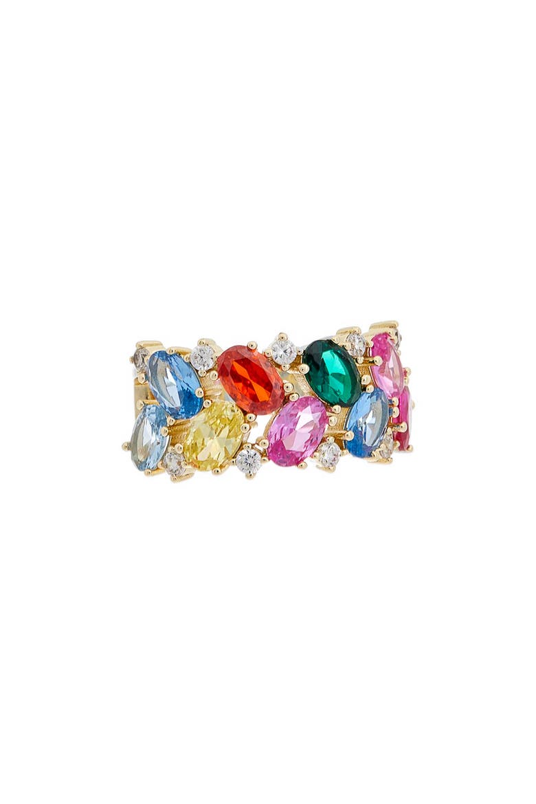 Rainbow Cubic Zirconia Band Ring, Main, color, YELLOW GOLD