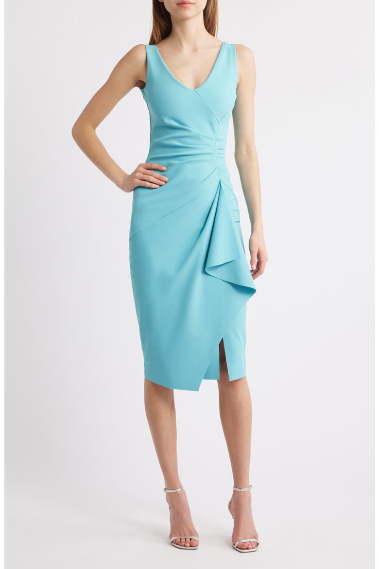 Kloty Ruched Midi Dress, Main, color, TURQUOISE