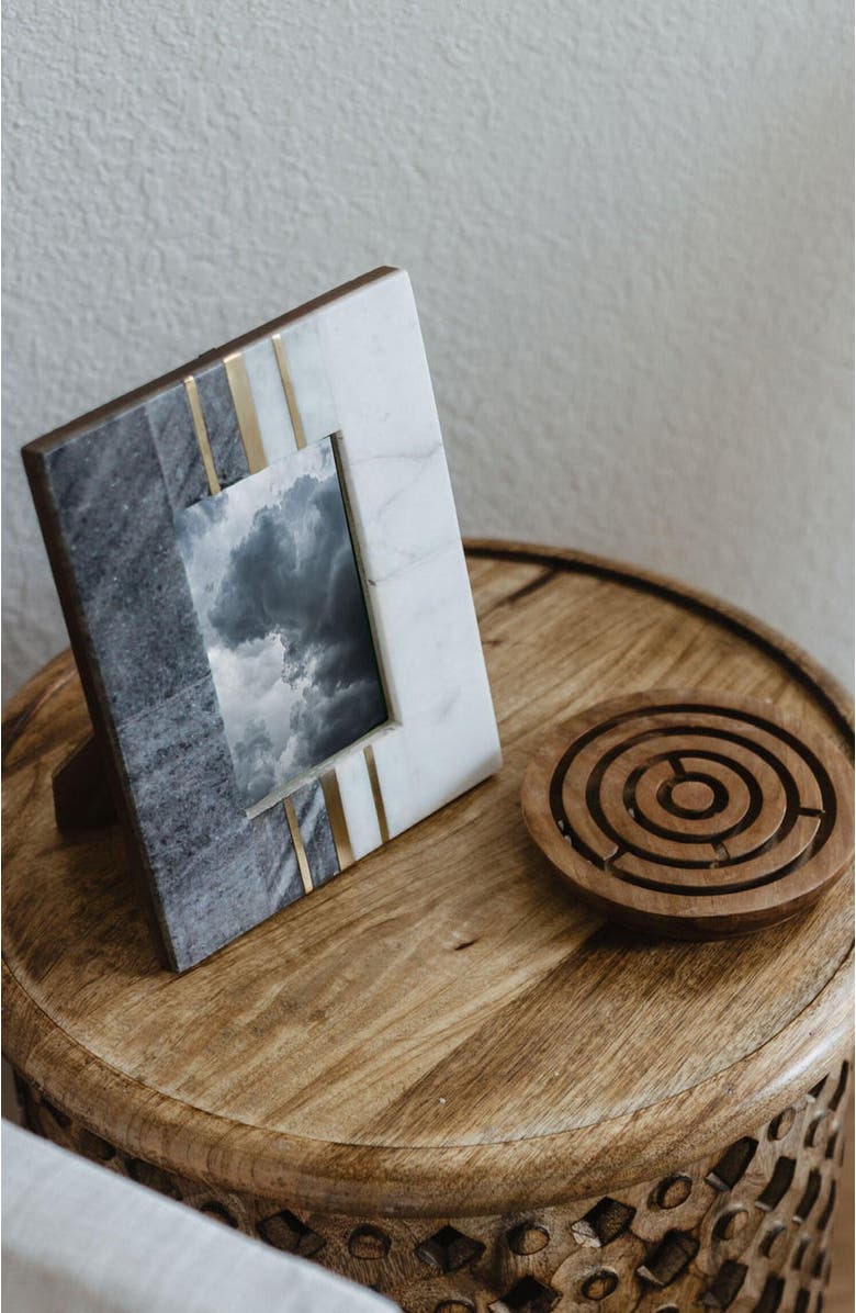 Matr Boomie Sammita 4x6 Black & White Picture Frame - Hand Carved Marble, Alternate, color, Black/White