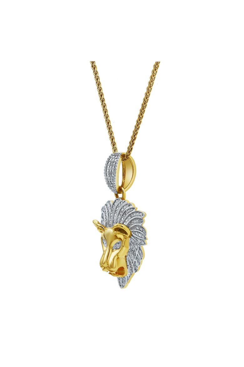King of the Jungle Lion 14K Gold 0.09 Ct Diamond Pendant, Alternate, color, 14K Yellow Gold