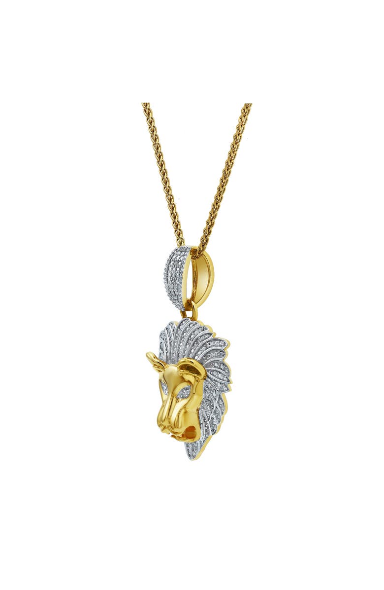 LuvMyJewelry King of the Jungle Lion 14K Gold 0.09 Ct Diamond Pendant, Alternate, color, 14K Yellow Gold