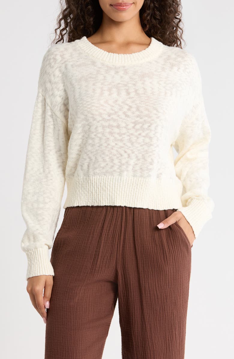 Marine Layer Sea Breeze Cotton Crewneck Sweater, Main, color, Antique White