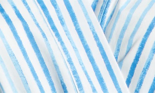 Tahari Asl Plus Size Cotton Striped Faux-wrap Shirtdress In White Blue