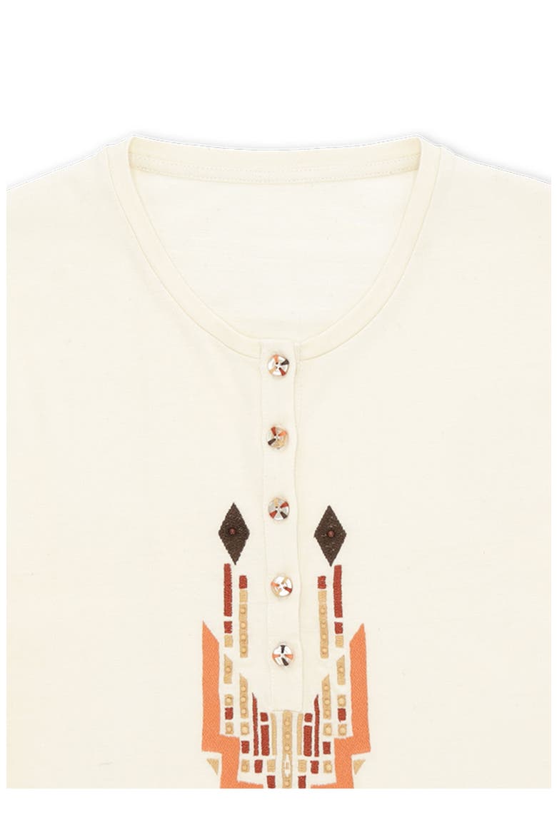 Coralie Seraph Multi-Color Embroidered T-Shirt, Alternate, color, MILK
