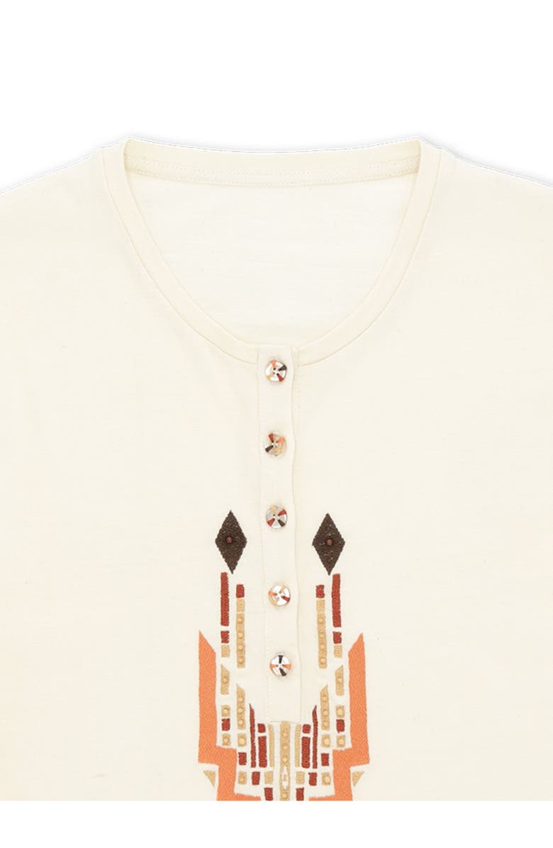 Fortela Coralie Seraph Multi-Color Embroidered T-Shirt, Alternate, color, Milk