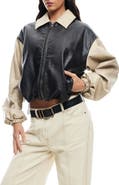 LIONESS Nirvana Colorblock Faux Leather Bomber Jacket