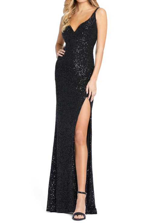 Fully Sequined Sleeveless Scoop Back Gown
