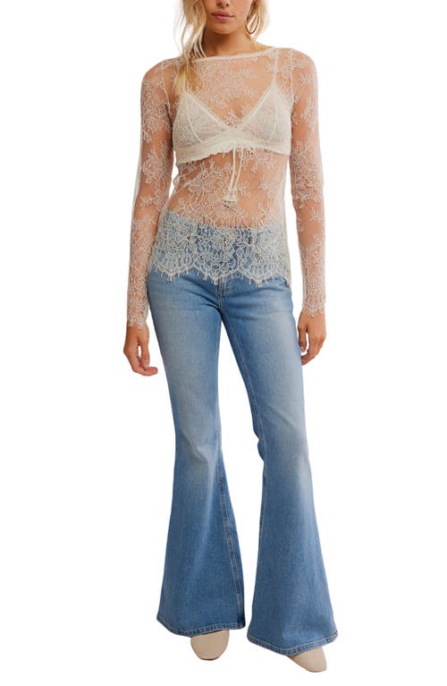 Free People Long Last Lace Layering Top In White