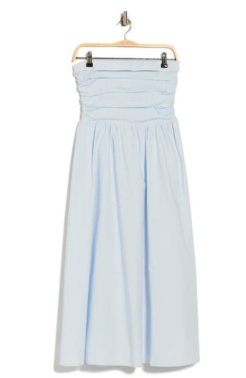 <p>Ruched Strapless Midi Dress</p>