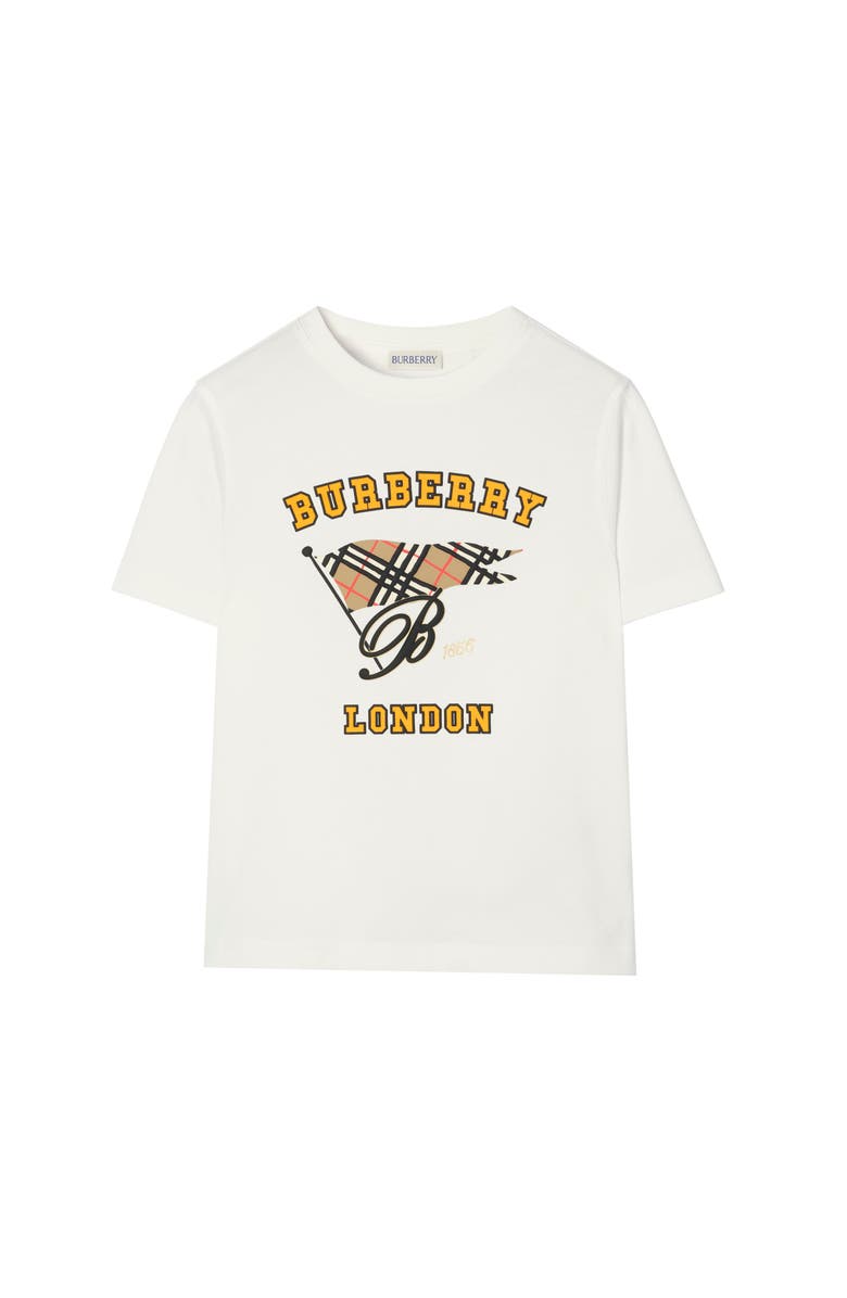 Burberry Flag Cotton T-shirt, Main, color, Chalk White