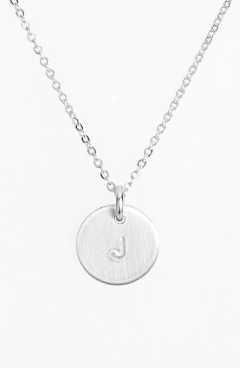 Sterling Silver Initial Mini Disc Necklace