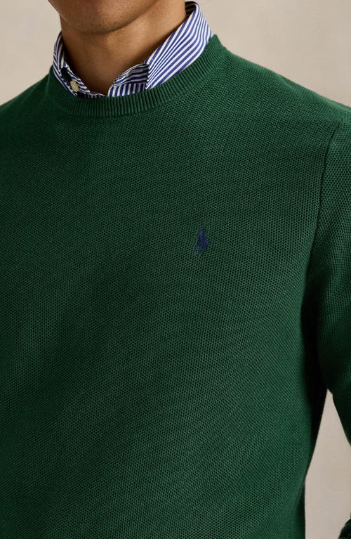 Polo Ralph Lauren Textured Cotton Crewneck Sweater In Green