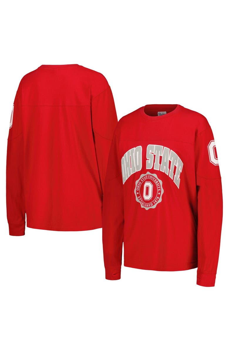 PRESSBOX Women's Pressbox Scarlet Ohio State Buckeyes Edith Long Sleeve T-Shirt, Main, color, Scarlet