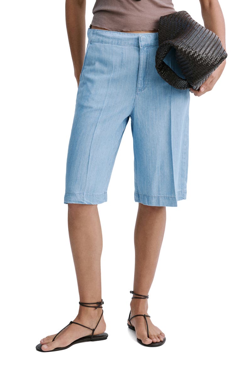 Low Rise Denim Bermuda Shorts, Main, color, LIGHT BLUE
