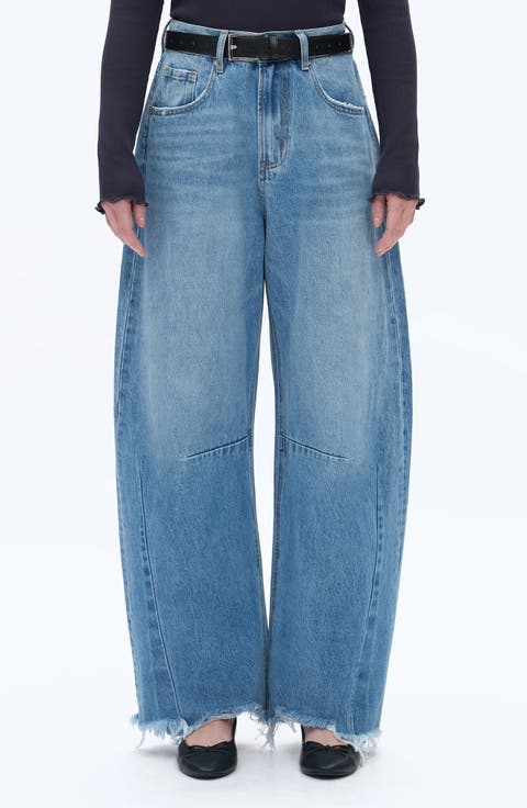 Frayed Super High Waist Barrel Jeans