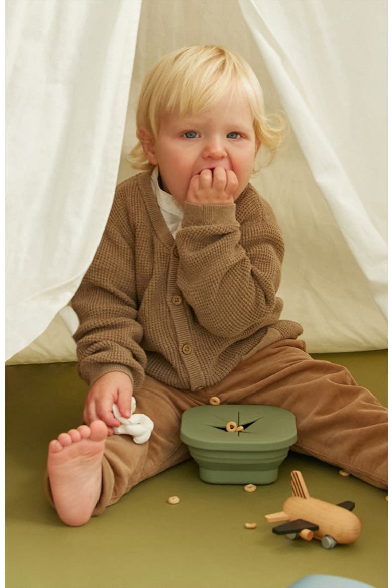 Collapsible Silicone Snack Bowl, Alternate, color, SAGE GREEN