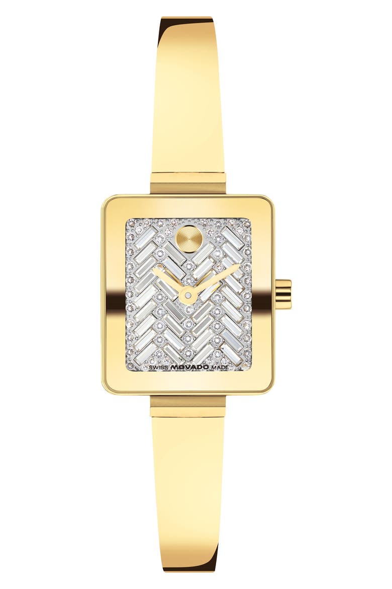 Bold Tank Mini Crystal Bangle Watch, Main, color, LIGHT YELLOW GOLD