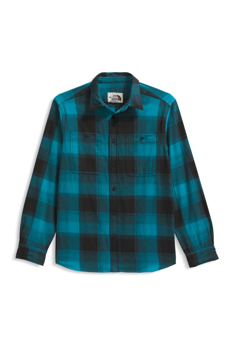 Arroyo Plaid Cotton Flannel Button-Up Shirt, Alternate, color, DUSK BLUE TNF SHADOW PLAID